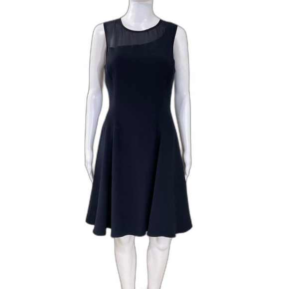 REISS Verde Textured Fit & Flare Dress women’s size 6 Midnight Blue lined - Picture 1 of 12